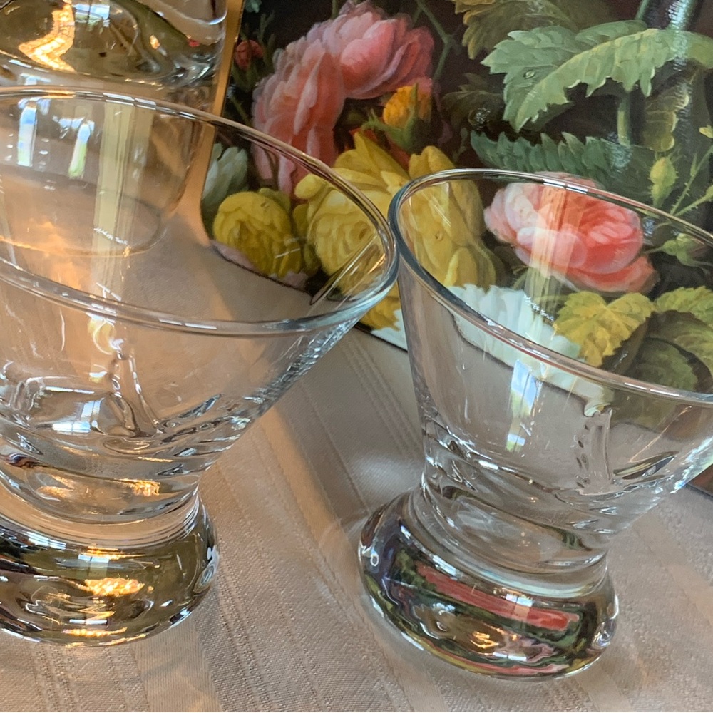 Elegant Glass GREY GOOSE VODKA STEMLESS MARTINI Cocktail Glass Set of 2